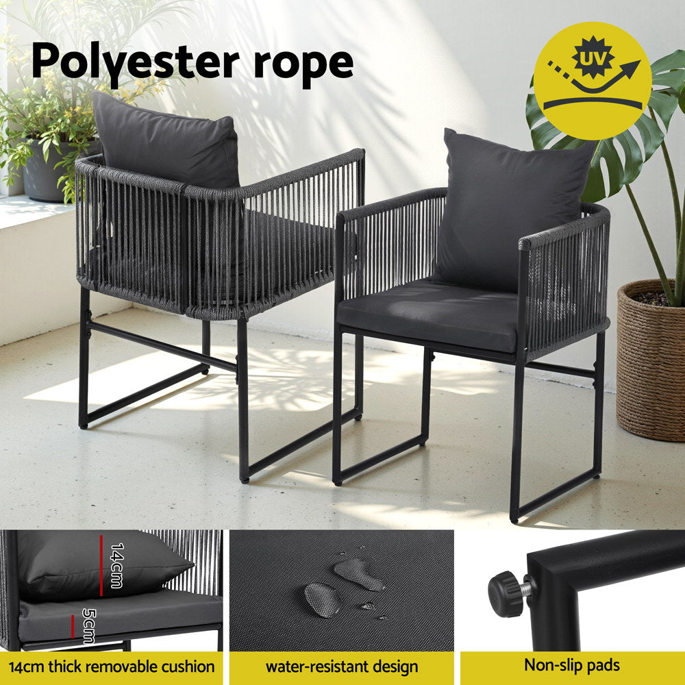 Gardeon 5PC Outdoor Dining Set Table and Chairs Patio Furniture Garden Bistro Set Black - Image 5