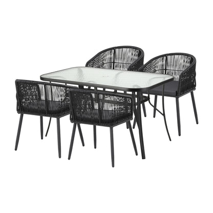 Gardeon 5PC Outdoor Dining Set Table and Chairs Garden Patio Furniture Bistro Set Black - Image 2