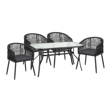 Gardeon 5PC Outdoor Dining Set Table and Chairs Garden Patio Furniture Bistro Set Black - Image 4