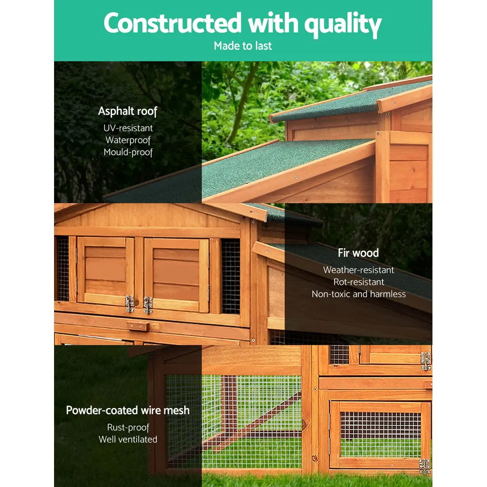 i.Pet Chicken Coop Rabbit Hutch 169cm x 52cm x 72cm Large Chicken Coop Wooden House Run Cage - Image 4