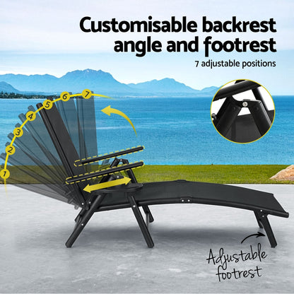 Gardeon Sun Lounge Outdoor Lounger Aluminium Folding Beach Chair Camping Patio - Image 6