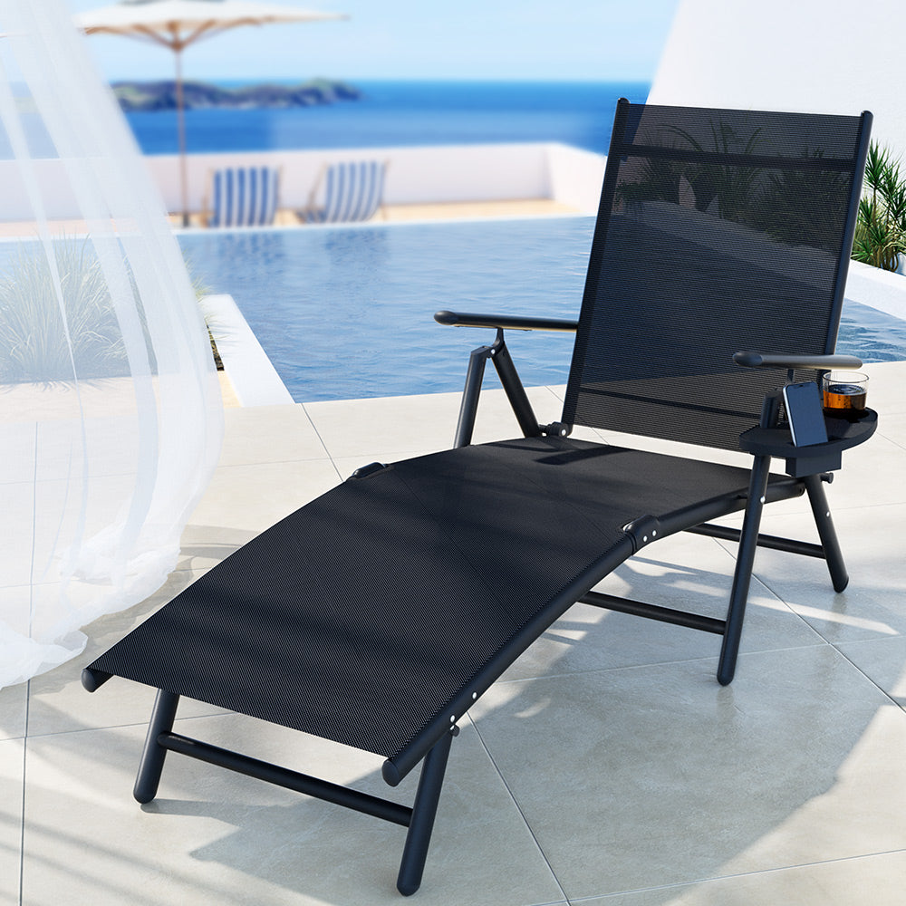 Gardeon Sun Lounge Outdoor Lounger Aluminium Folding Beach Chair Camping Patio - Image 5