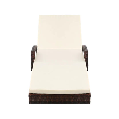 Gardeon Sun Lounge Wicker Lounger Outdoor Furniture Beach Chair Patio Adjustable Cushion Brown - Image 3