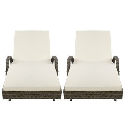 Gardeon 2PC Sun Lounge Wicker Lounger Outdoor Furniture Beach Chair Adjustable Cushion Grey&Beige - Image 3