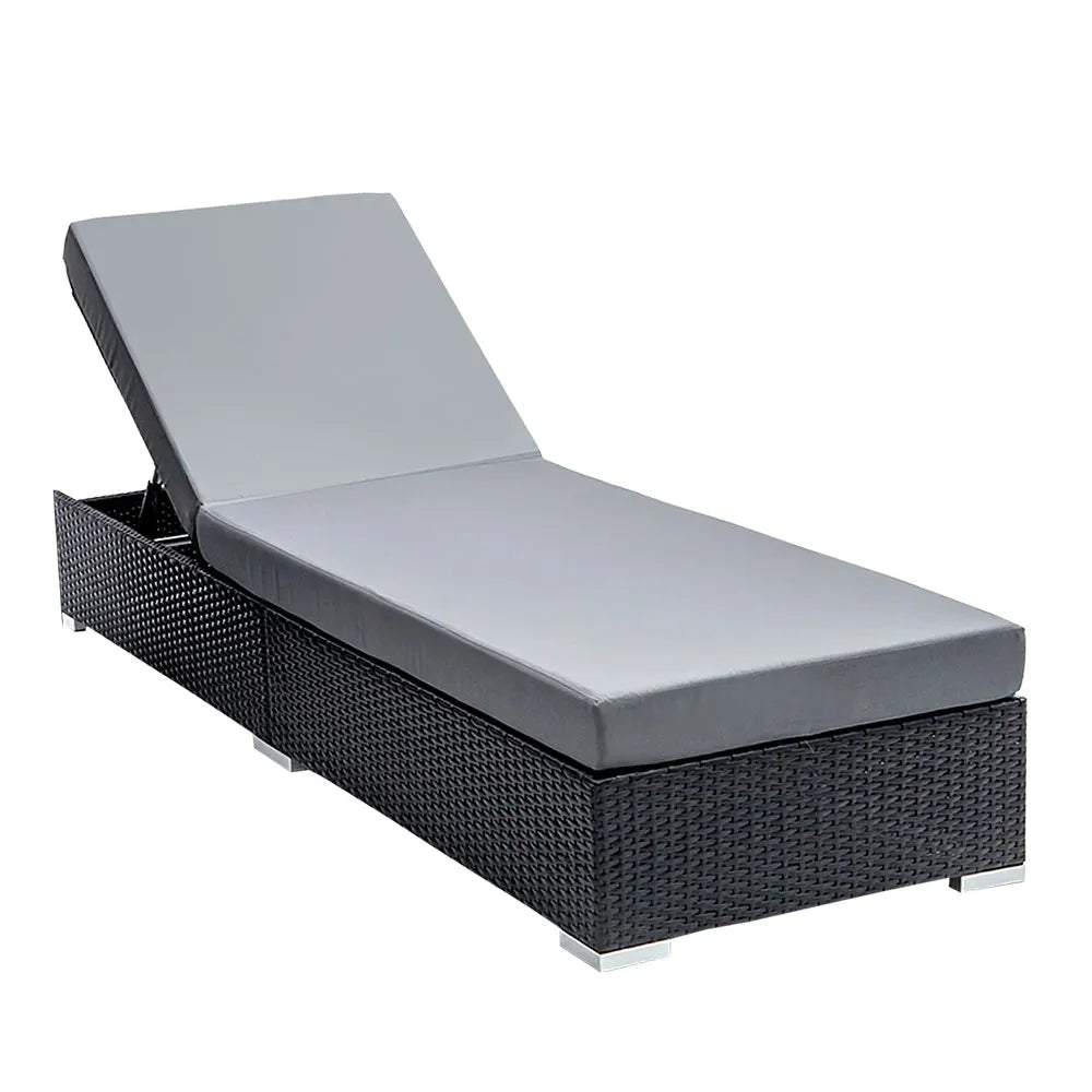 Gardeon Sun Lounge Wicker Lounger Outdoor Furniture Day Bed Adjustable Rattan Garden Cover - Image 8