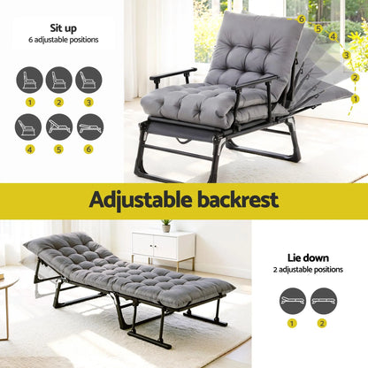 Gardeon 3-in-1 Sun Lounger Folding Camping Chair Adjustable Recliner Patio Furniture for Office Nap, Poolside - Image 5