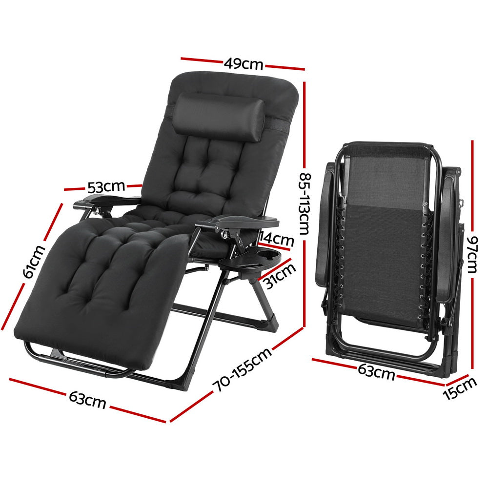 Gardeon Sun Lounge Lounger Folding Camping Zero Gravity Chair Outdoor Furniture - Image 2
