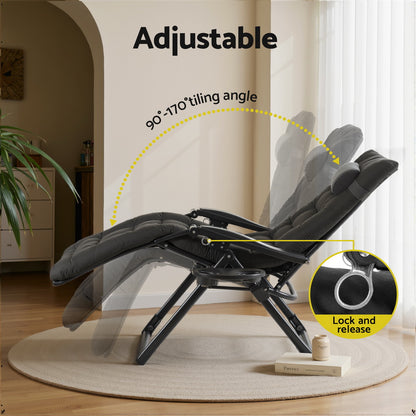 Gardeon Sun Lounge Lounger Folding Camping Zero Gravity Chair Outdoor Furniture - Image 4