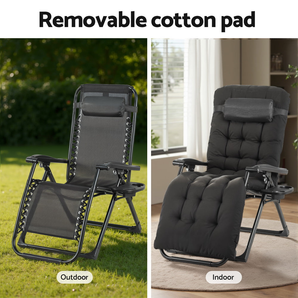 Gardeon Sun Lounge Lounger Folding Camping Zero Gravity Chair Outdoor Furniture - Image 5