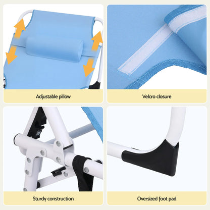 Gardeon Sun Lounger 5 Position Folding Tanning Chair with Face Hole Blue - Image 8