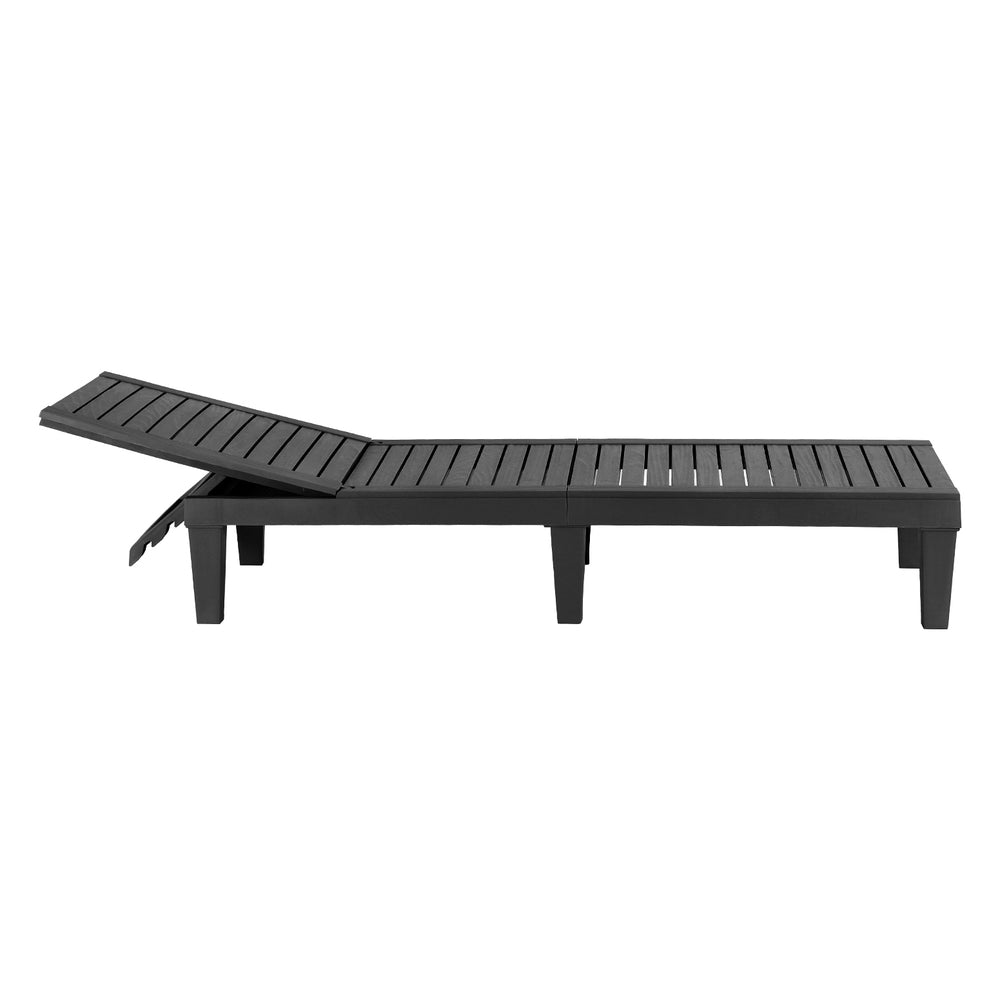Gardeon Sun Lounge Adjustable Recliner Patio Outdoor Furniture Lightweight Black - Image 3