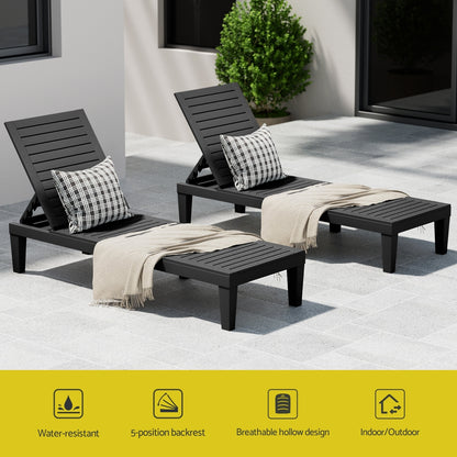Gardeon Sun Lounge Adjustable Recliner Patio Outdoor Furniture Lightweight Black - Image 4