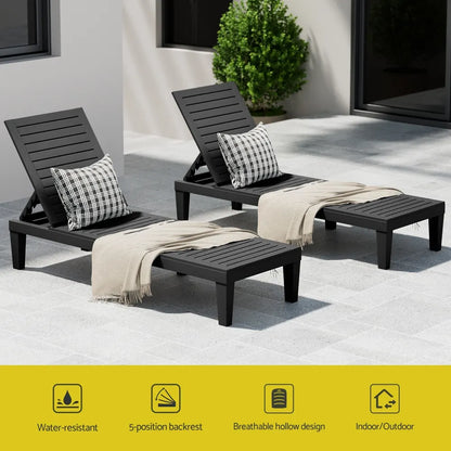 Gardeon Sun Lounge Adjustable Recliner Patio Outdoor Furniture Lightweight Black - Image 4