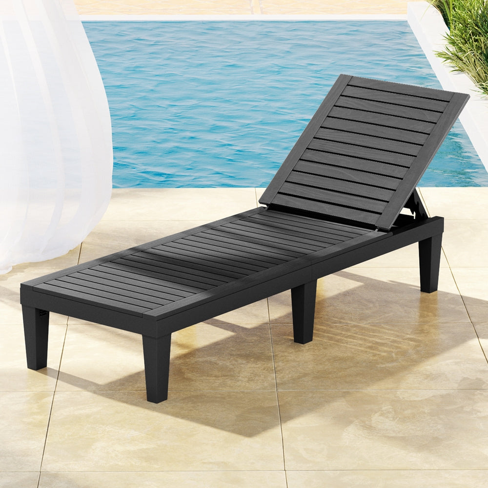 Gardeon Sun Lounge Adjustable Recliner Patio Outdoor Furniture Lightweight Black - Image 7