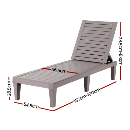 Gardeon Sun Lounge Adjustable Recliner Patio Outdoor Furniture Lightweight Brown - Image 2
