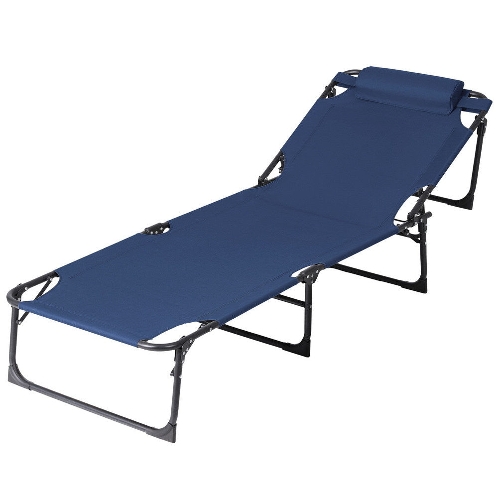 Gardeon Sun Lounger Folding Lounge Beach Chair Patio Outdoor Furniture - Image 2