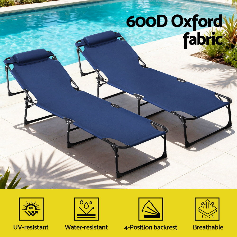 Gardeon Sun Lounger Folding Lounge Beach Chair Patio Outdoor Furniture - Image 5