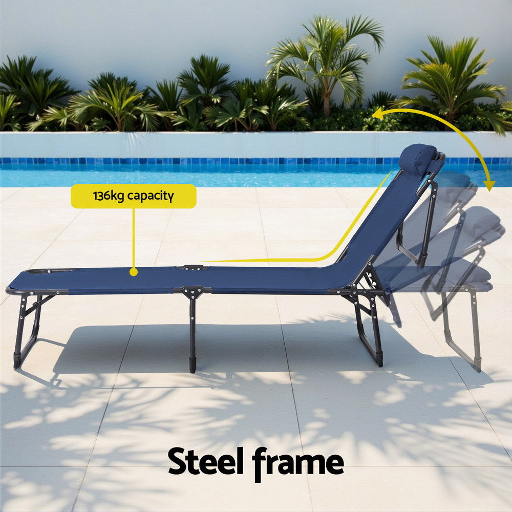 Gardeon Sun Lounger Folding Lounge Beach Chair Patio Outdoor Furniture - Image 6