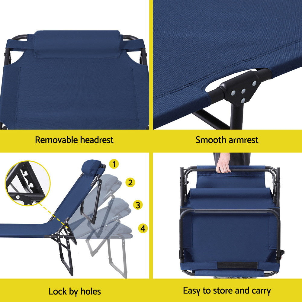 Gardeon Sun Lounger Folding Lounge Beach Chair Patio Outdoor Furniture - Image 7