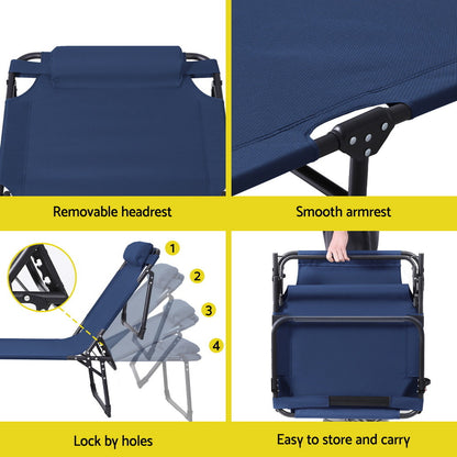 Gardeon Sun Lounger Folding Lounge Beach Chair Patio Outdoor Furniture - Image 7