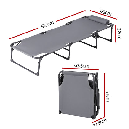 Gardeon Sun Lounger Folding Lounge Beach Chair Patio Outdoor Furniture - Image 2