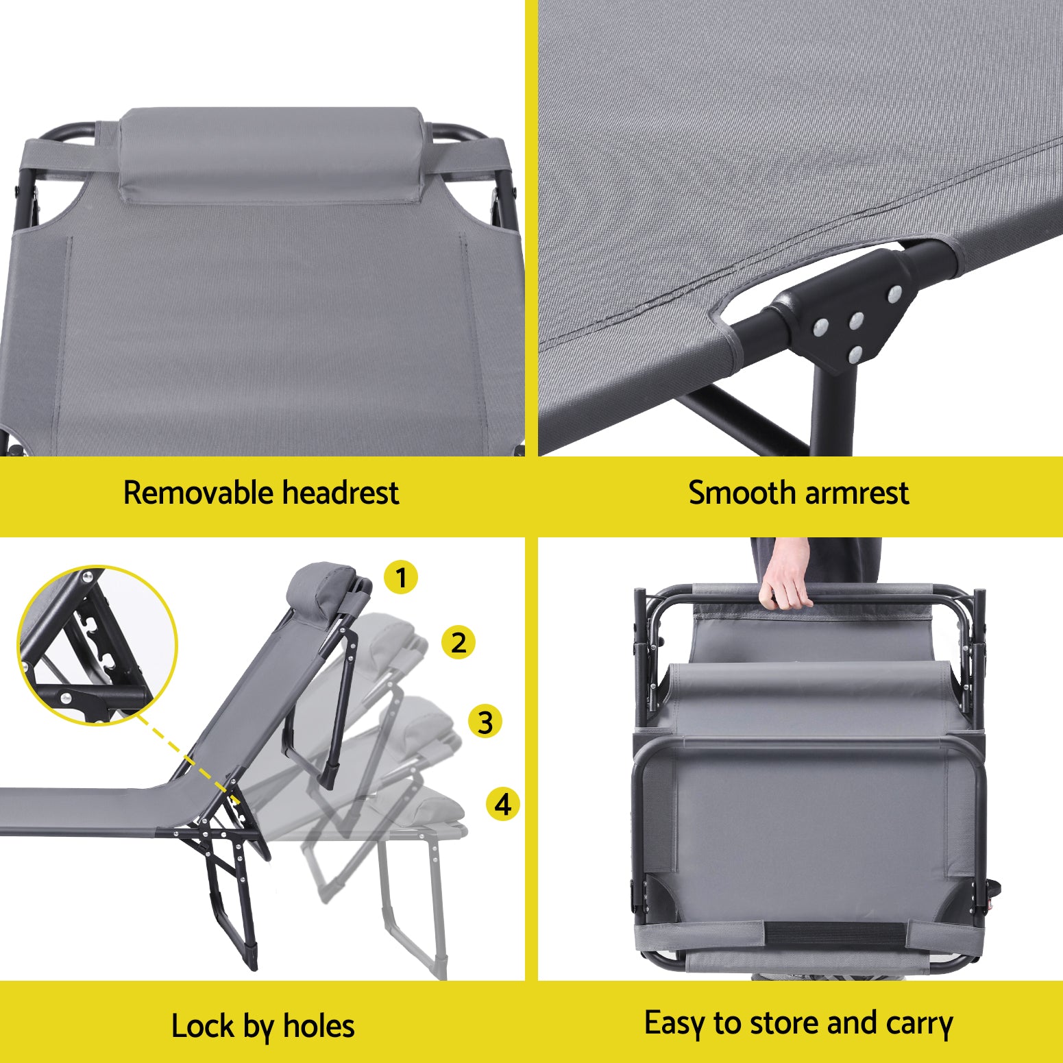 Gardeon Sun Lounger Folding Lounge Beach Chair Patio Outdoor Furniture - Image 6