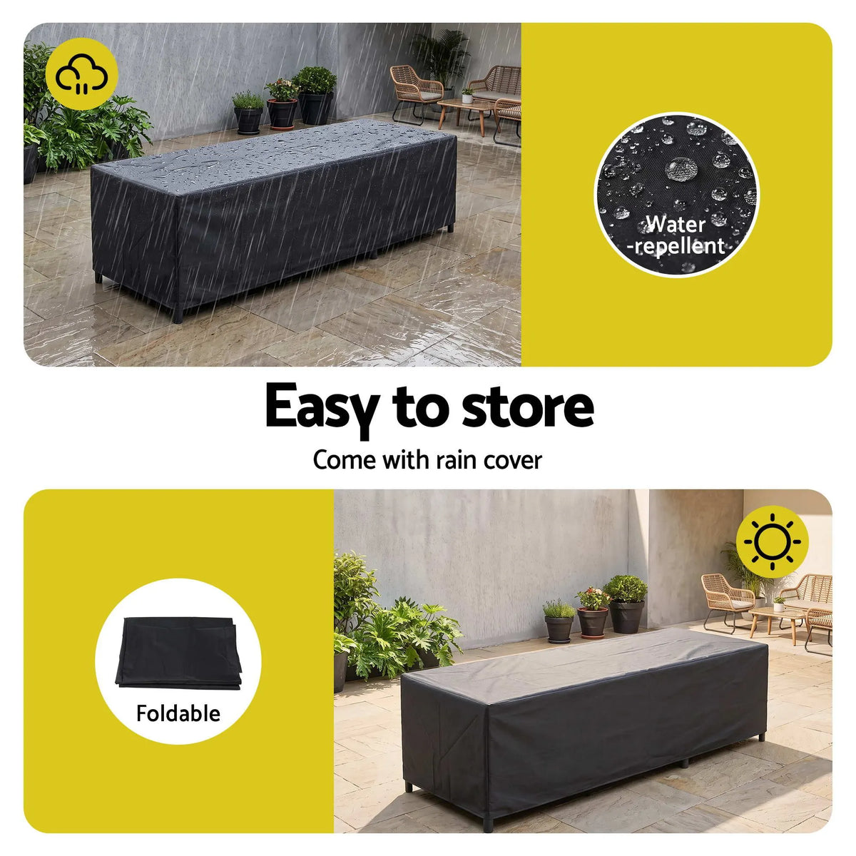 Gardeon 2PC Sun Lounger PE Rattan Recliners with Cup Holder Cushion Rain Cover - Image 7