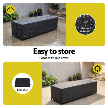 Gardeon 2PC Sun Lounger PE Rattan Recliners with Cup Holder Cushion Rain Cover - Image 7