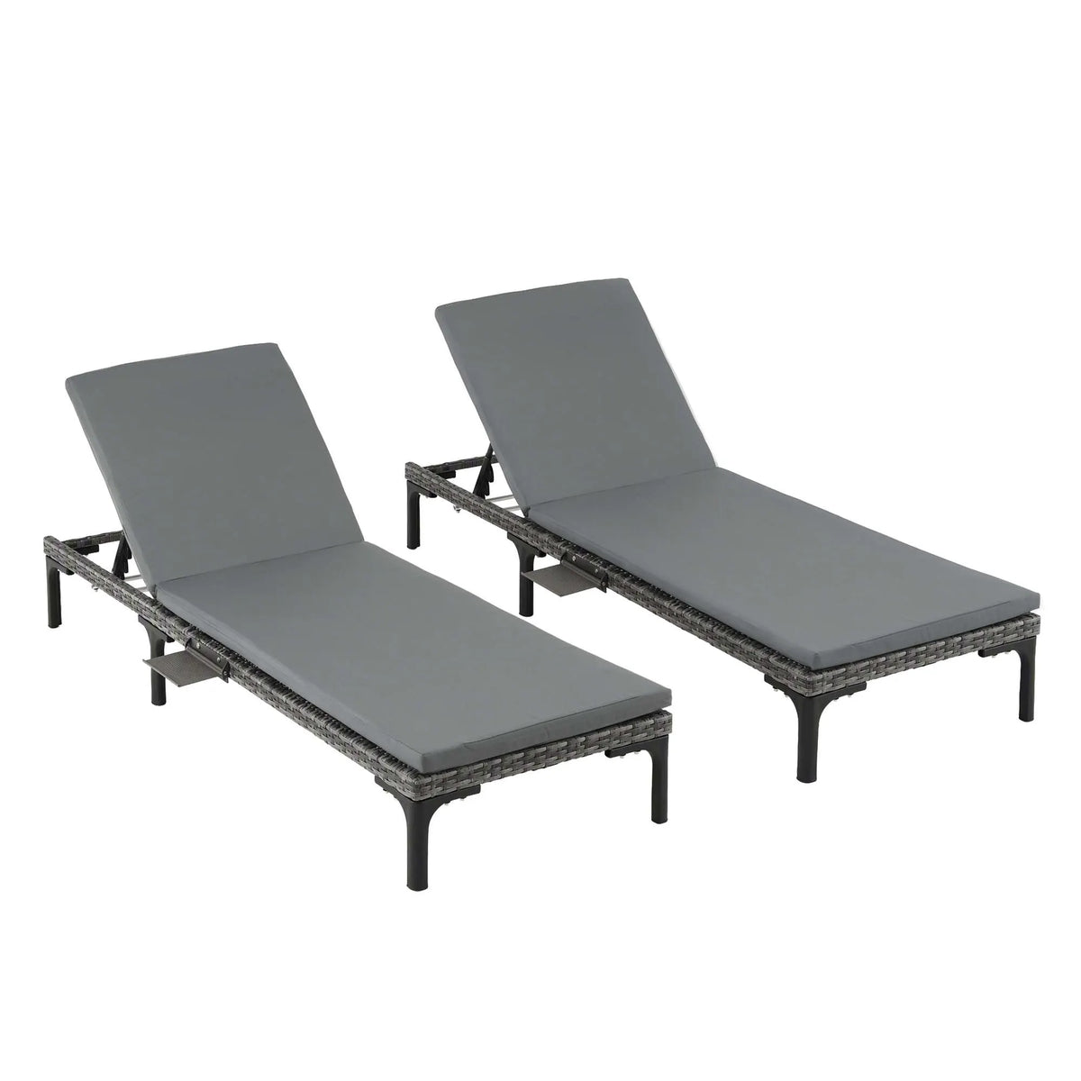 Gardeon 2PC Sun Lounger PE Rattan Recliners with Cup Holder Cushion Rain Cover - Image 9