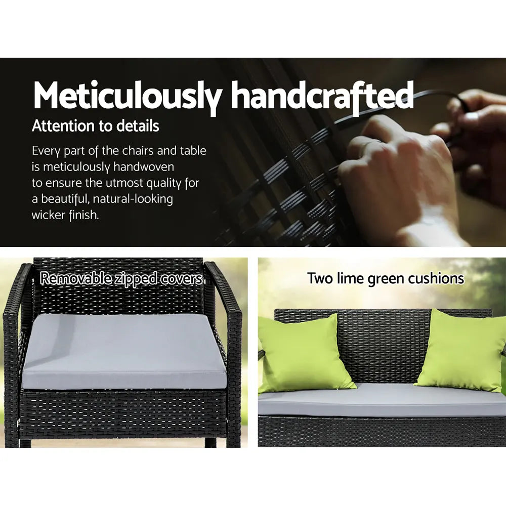 Gardeon Outdoor Sofa Set Wicker Lounge Setting Table and Chairs Patio Furniture - Image 5