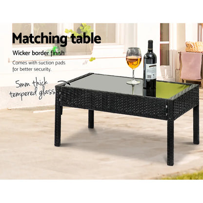 Gardeon Outdoor Sofa Set Wicker Lounge Setting Table and Chairs Patio Furniture - Image 6