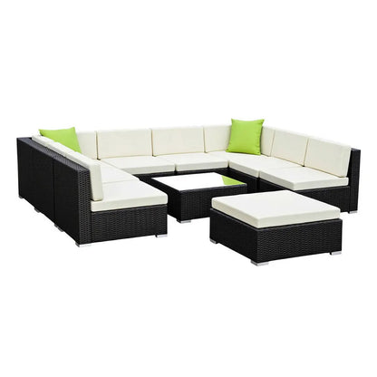 Gardeon 10-Piece Outdoor Sofa Set Wicker Couch Lounge Setting Cover - Image 7