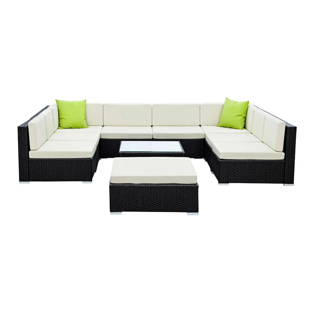 Gardeon 10-Piece Outdoor Sofa Set Wicker Couch Lounge Setting Cover - Image 3