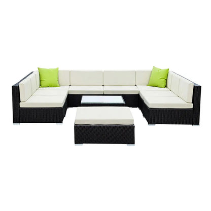Gardeon 10-Piece Outdoor Sofa Set Wicker Couch Lounge Setting Cover - Image 3