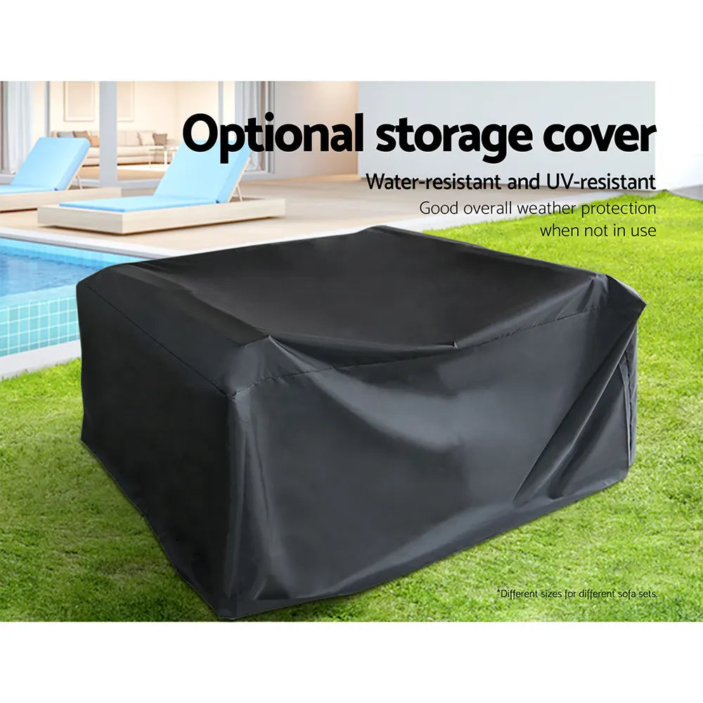Gardeon 11PC Sofa Set with Storage Cover Outdoor Furniture Wicker - Image 7