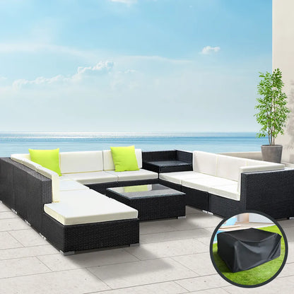 Gardeon 11PC Sofa Set with Storage Cover Outdoor Furniture Wicker - Image 8