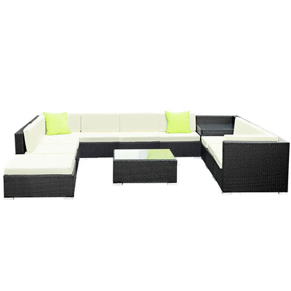 Gardeon 12PC Sofa Set with Storage Cover Outdoor Furniture Wicker - Image 3