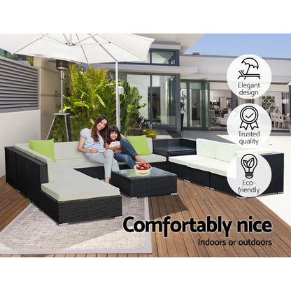 Gardeon 12PC Sofa Set with Storage Cover Outdoor Furniture Wicker - Image 6