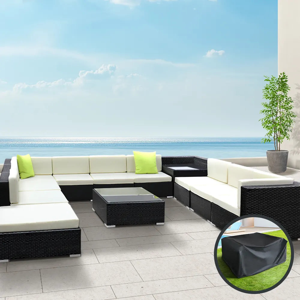 Gardeon 12PC Sofa Set with Storage Cover Outdoor Furniture Wicker - Image 8