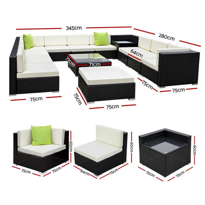 Gardeon 13-Piece Outdoor Sofa Set Wicker Couch Lounge Setting Cover - Image 2
