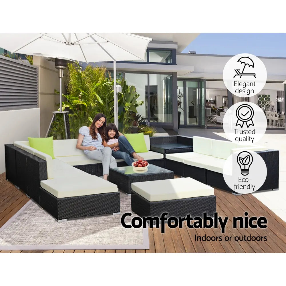 Gardeon 13-Piece Outdoor Sofa Set Wicker Couch Lounge Setting 11 Seater - Image 6