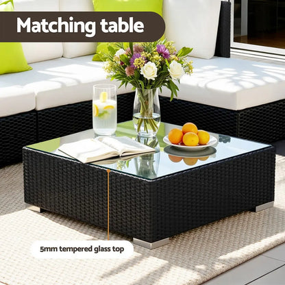 Gardeon 5-Piece Outdoor Sofa Set Wicker Couch Lounge Setting Cover - Image 5