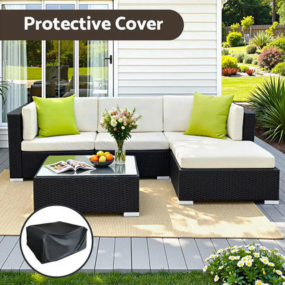 Gardeon 5-Piece Outdoor Sofa Set Wicker Couch Lounge Setting Cover - Image 6