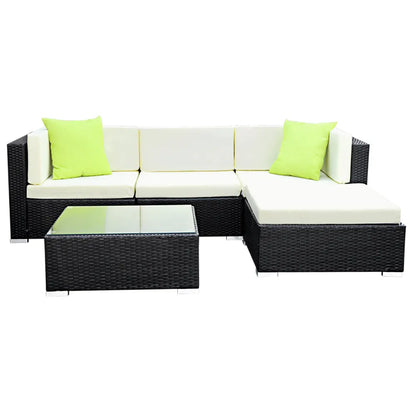Gardeon 5-Piece Outdoor Sofa Set Wicker Couch Lounge Setting 4 Seater - Image 3