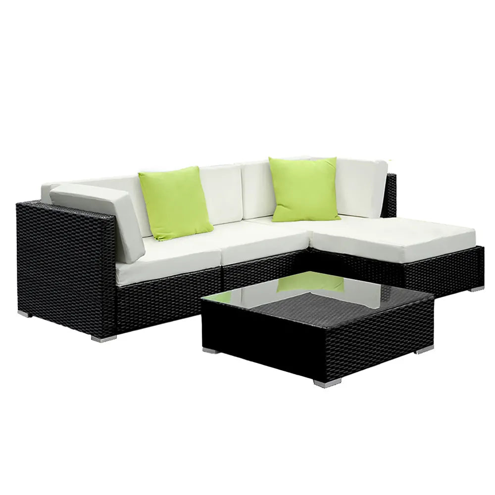 Gardeon 5-Piece Outdoor Sofa Set Wicker Couch Lounge Setting 4 Seater - Image 8