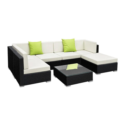 Gardeon 7-Piece Outdoor Sofa Set Wicker Couch Lounge Setting Cover - Image 7