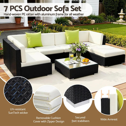 Gardeon 7-Piece Outdoor Sofa Set Wicker Couch Lounge Setting Cover - Image 4