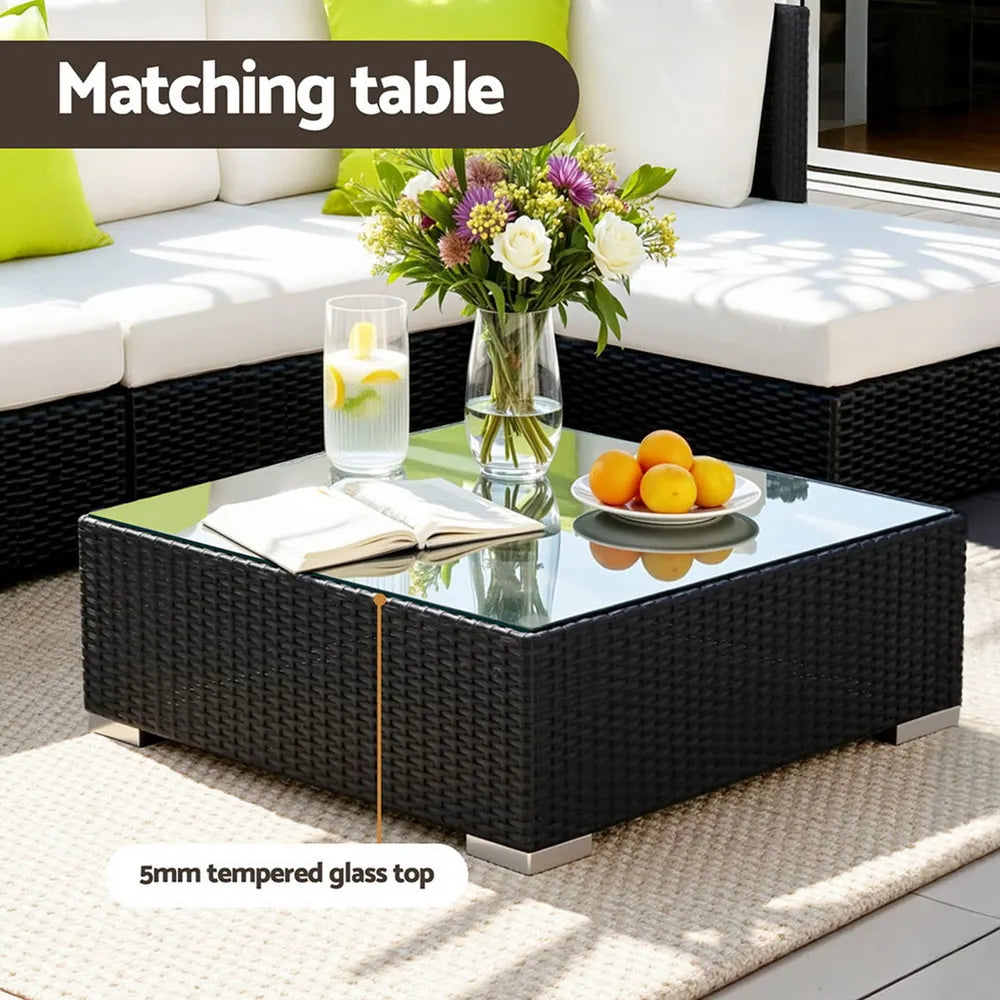Gardeon 7-Piece Outdoor Sofa Set Wicker Couch Lounge Setting Cover - Image 5
