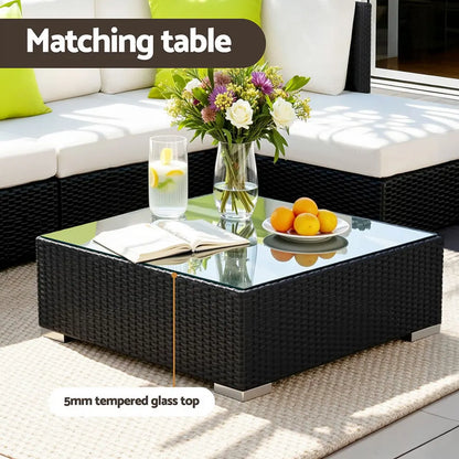 Gardeon 7-Piece Outdoor Sofa Set Wicker Couch Lounge Setting Cover - Image 5