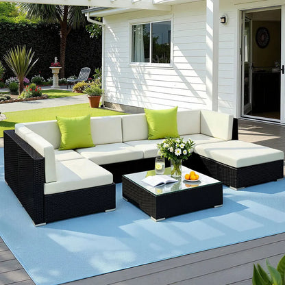 Gardeon 7-Piece Outdoor Sofa Set Wicker Couch Lounge Setting Cover